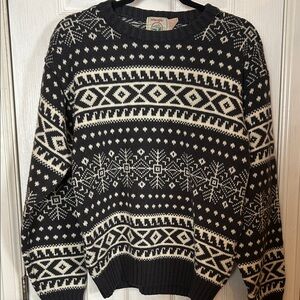 Wrangler Black & Cream Nordic Crewneck Sweater